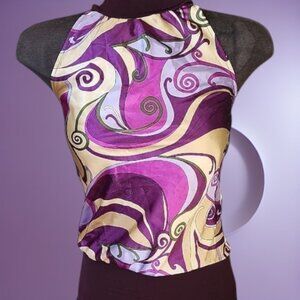 Purple and Gold Swirl Halter Top